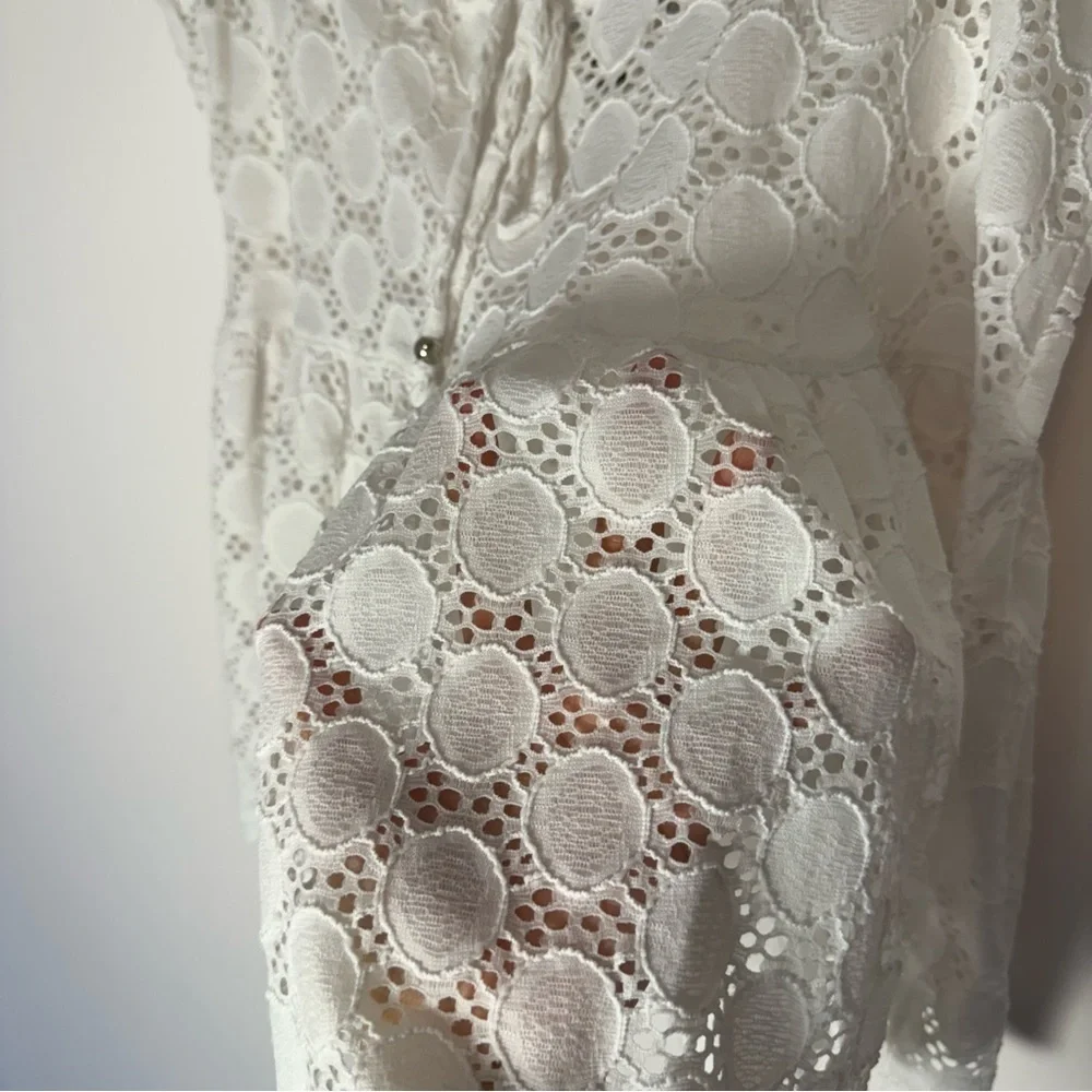 J. Valdi White Lace Drawstring Beach Skirt Size L - Picture 4 of 6